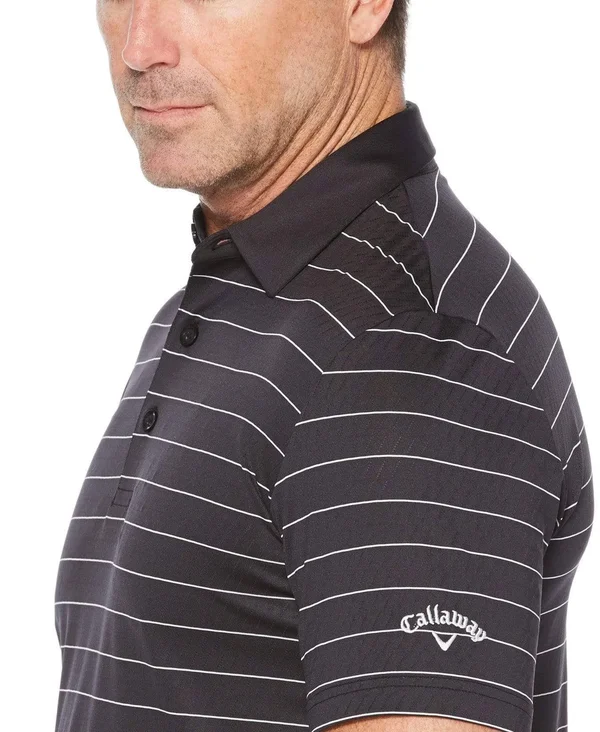 Callaway Men's Ventilated Stripe Golf Polo, Small, Black
