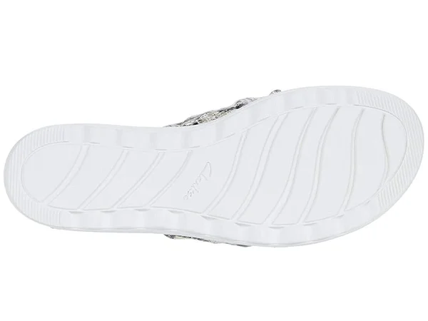Clarks Women's Jillian Leap Wedge Slide - Size: 6, Taupe Snake Synthetic