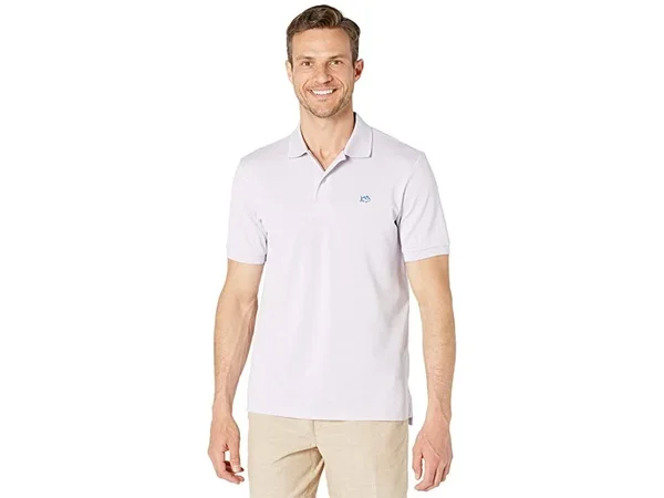 Southern Tide Jack Heather Performance Pique Polo Shirt Men's Short Sleeve Knit Heather Lavender Mist : 2XL