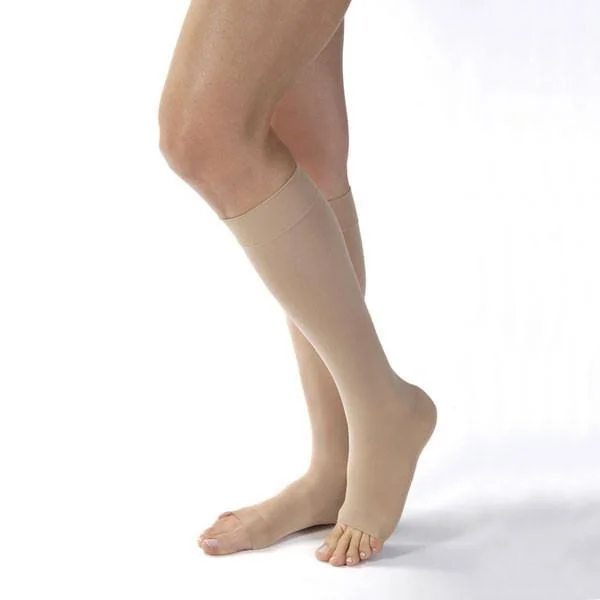 Jobst Opaque Knee High 20-30 mmHg Compression Stockings - Open Toe, X-Large, Natural