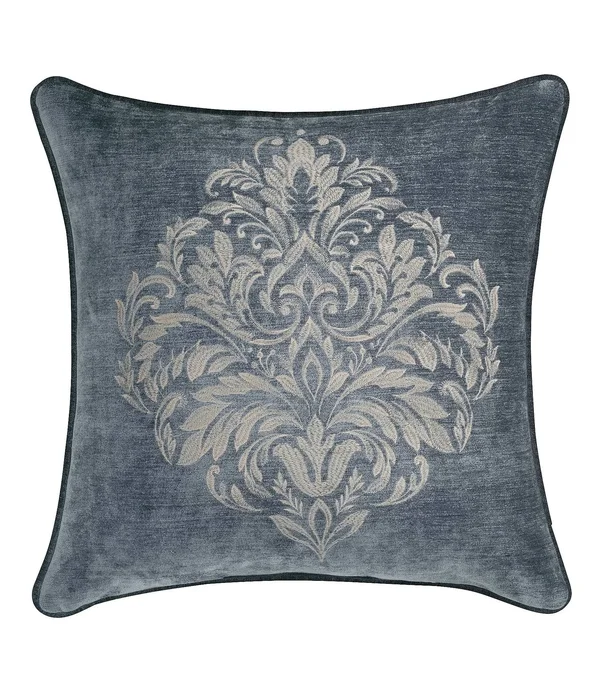 J. Queen New York Sicily Embroidered Damask Square Pillow, Teal