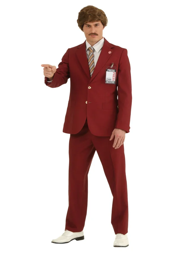 Authentic Ron Burgundy Costume Suit, Adult, Mens, Red, XL, FUN Costumes