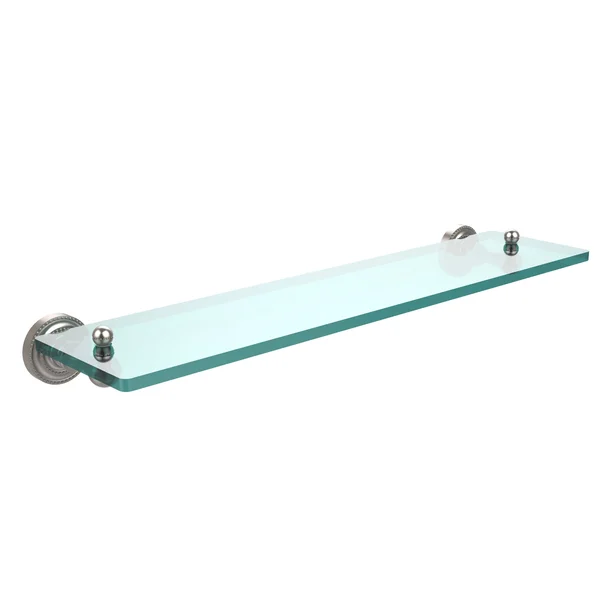 Allied Brass Dottingham Collection 22 inch Glass Vanity Shelf Beveled Edges Satin Nickel