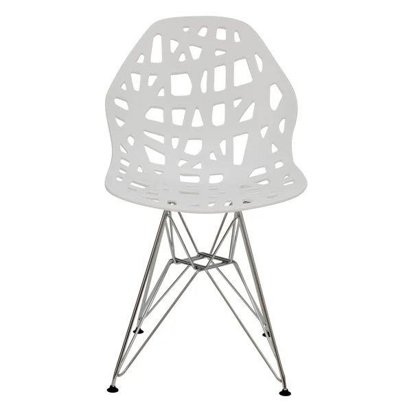 LeisureMod Akron Side Chair with Chrome Legs Akm19w - White