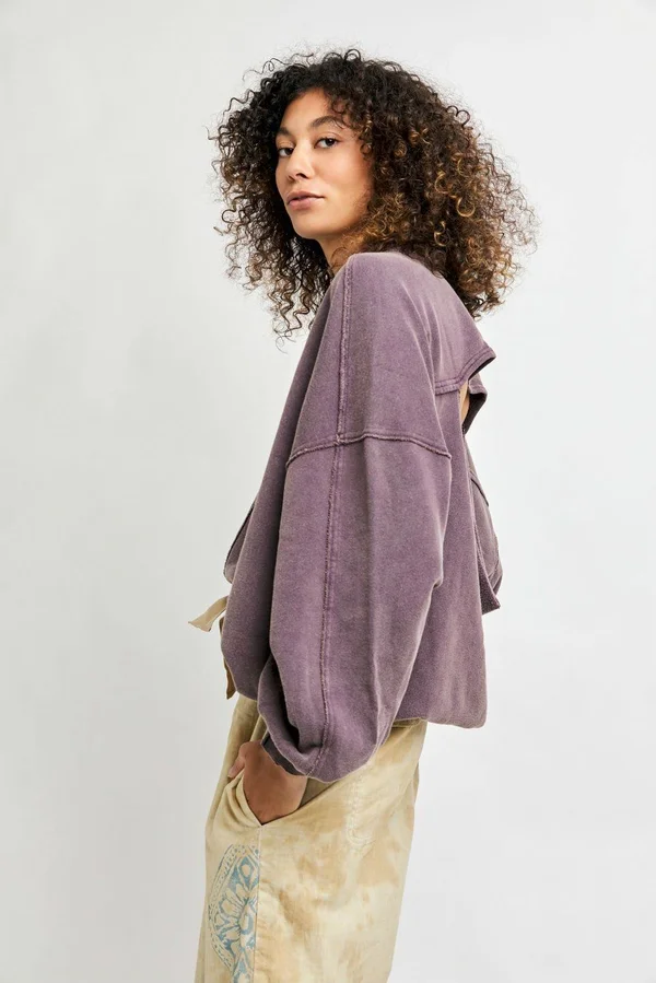 Free People Easy Does It Washed Pullover - Purple Large - Women's