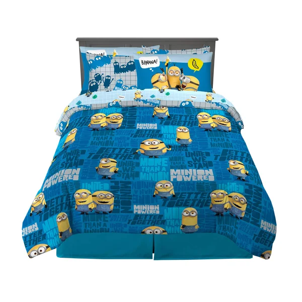 Franco Kids Bedding Super Soft Comforter and Sheet Set with Sham, 7 Piece Full size, Minions