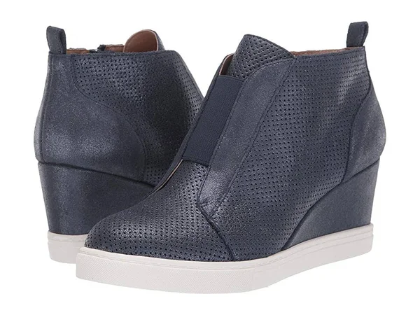 Women's Linea Paolo Felicia II Wedge Bootie Sapphire Suede, 5 M