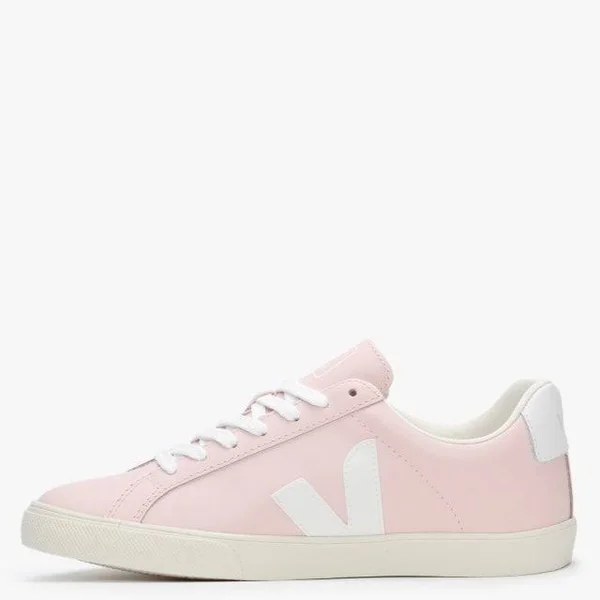Veja Espar Logo Leather Petale White Trainers Size: 38 - Colour: Pink L