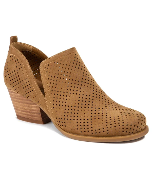 Baretraps Rizzo Womens Suede Block Heel Ankle Boots - Cognac