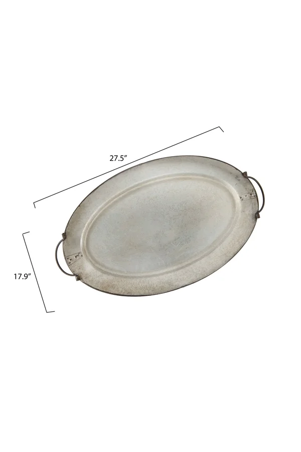 Decorative Metal Tray with Handles