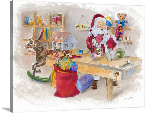Santa's Workshop - Canvas Wall Art, 24x18, Great Big Canvas
