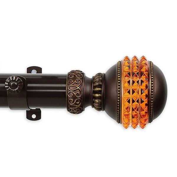 Rod Desyne Gemstone 1.5x22 Non-Telescoping Curtain Rod - Cocoa 9 ft