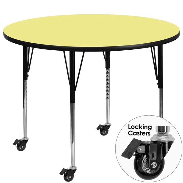 Flash Furniture Mobile 60&& Round Grey Thermal Laminate Activity Table - Standard Height Adjustable Legs
