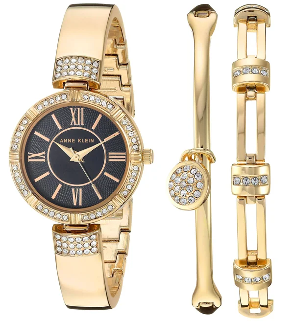 Anne Klein Women's Premium Crystal Accented Watch and Bracelet Set