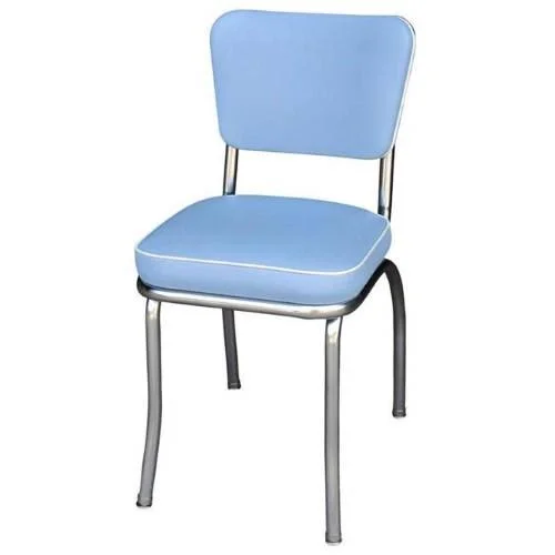 Richardson Seating Corp 4210bbl 4210 Diner Chair -Bristol Blue- with 2 in. Box Seat - Chrome - Bristol Blue, Silver