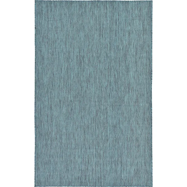 Unique Loom Outdoor Solid Area Rug - 6& x 9& Teal