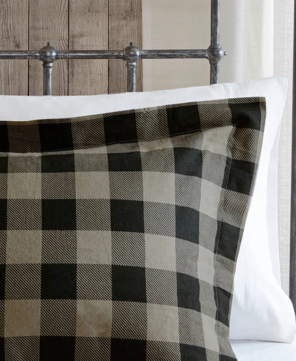Woolrich - Flannel Check Print Cotton Duvet Cover Set - Black/Red - King/Cal King