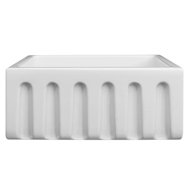 ZLINE Venice 24 inch Farmhouse Reversible Fireclay Sink in White Gloss, FRC5120-WH-24