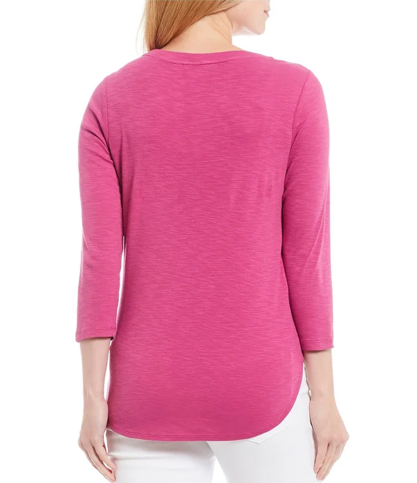 Tommy Bahama Ashby 34 Sleeve Jewel Neck Tee - M