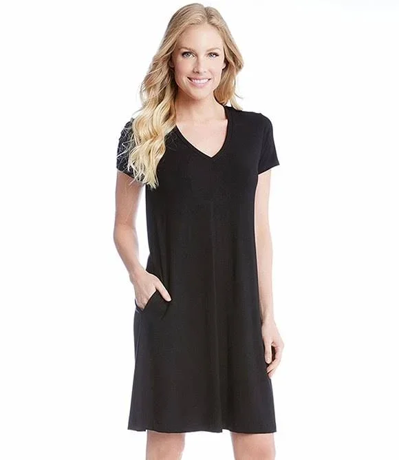 Karen Kane Quinn V-Neck Pocket Women's Dress Black : XL