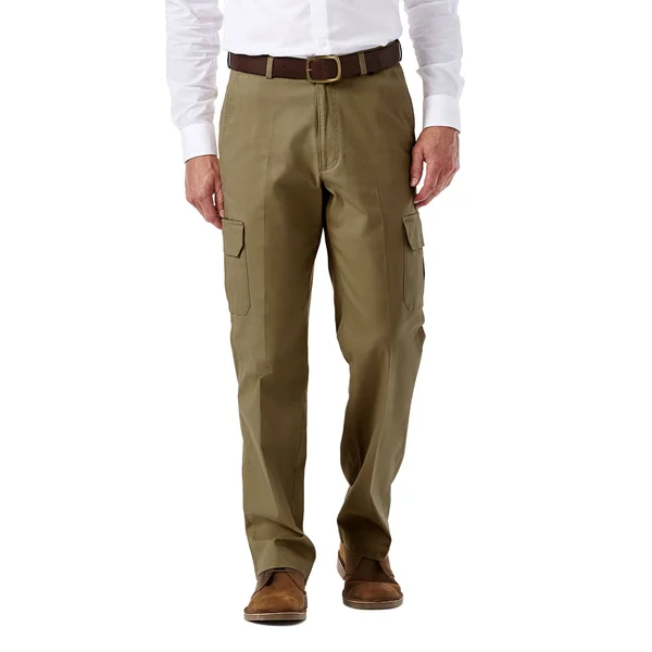 Haggar Men's Stretch Comfort Cargo Expandable-Waist Classic-Fit Pant