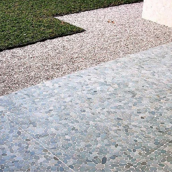Rain Forest 12 in. x 12 in. Light Grey Honed Sliced Pebble Floor and Wall Tile (5.0 Sq. ft. - CASE)