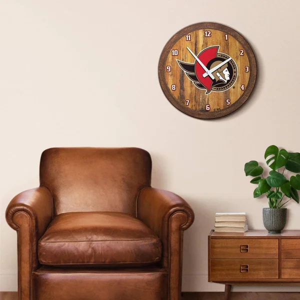 Ottawa Senators: Faux Barrel Top Wall Clock, Size: 1.5