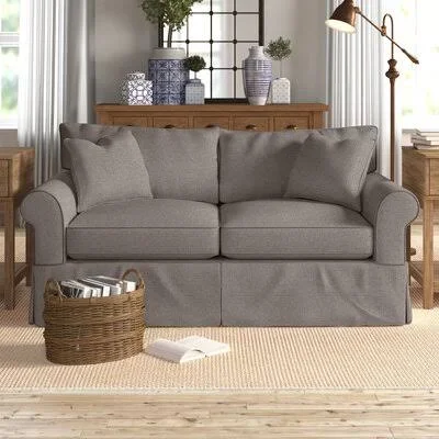 Hollandsworth 65x22 Rolled Arm Slipcovered Loveseat with Reversible Cushions Laurel Foundry Modern Farmhouse Body Fabric: Sustai
