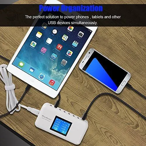 Vanbon 60W 8-Port USB Wall Charger Multi Port USB Charger Charging Station w/LCD
