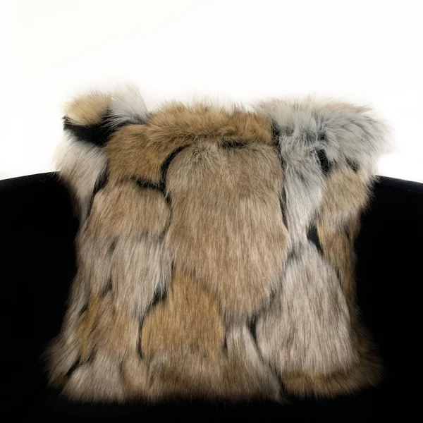 Plutus 12x22 x 20x22 Wild Wolf Animal Faux Fur Luxury Throw Pillow in Black