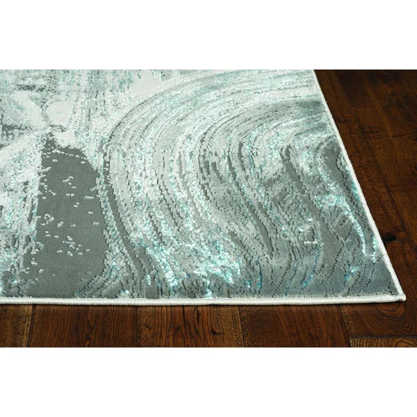 Kas Luna 7130 Silver/Blue Stroked Area Rug 7&10x22 x 10&10x22