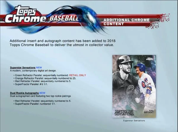 2018 Topps Chrome Baseball Blaster Box (Sealed)