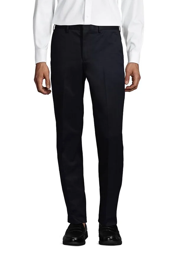 Men's Traditional Fit No Iron Twill Dress Pants - Lands& End - Black - 33