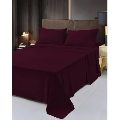 Hunziker Rayon Sheet Set Eider & Ivory Size: Split King - Color: Eggplant