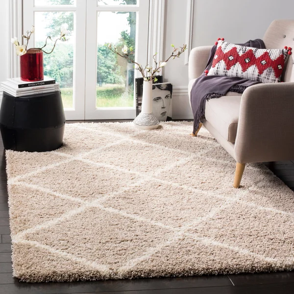 Safavieh Hudson Shag SGH281D Ivory/Beige 3& x 5& Area Rug