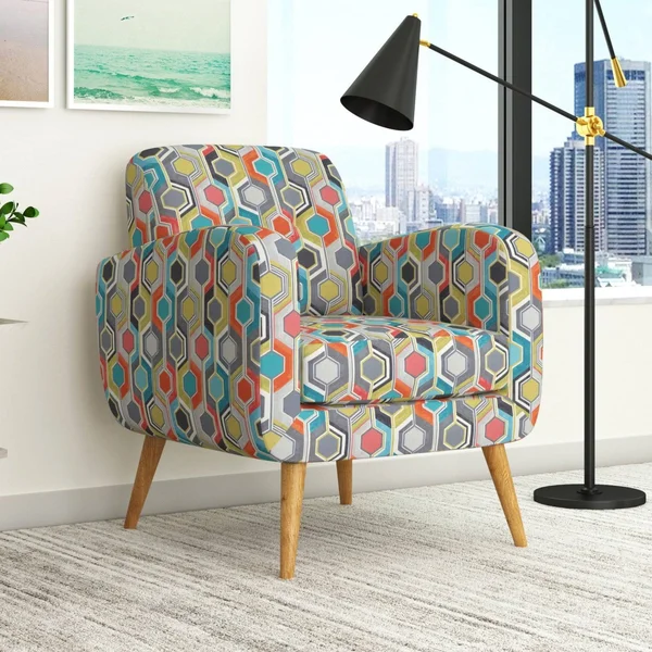 Domesis Kremmling Mid-Century Modern Armchair Oatmeal Linen
