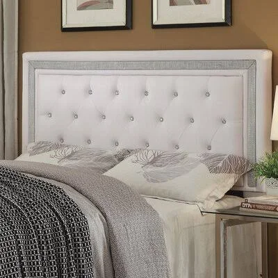 Delapaz Upholstered Panel Headboard Rosdorf Park Size: King, Color: White