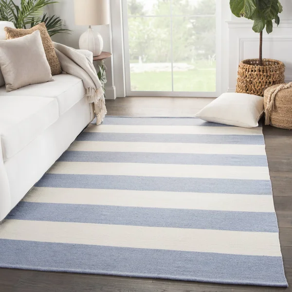 Porch & den Klipsan Striped Indoor/Outdoor Area Rug - 5& x 8& - Dark Blue/Ivory
