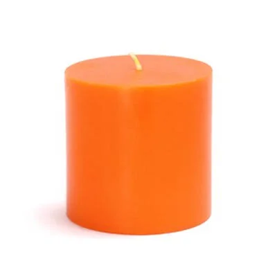 Smokeless Paraffin Unscented Pillar Candle Color: Orange - Size: 6x22 H x 2x22 Diameter, Pack Size: 1 Candle
