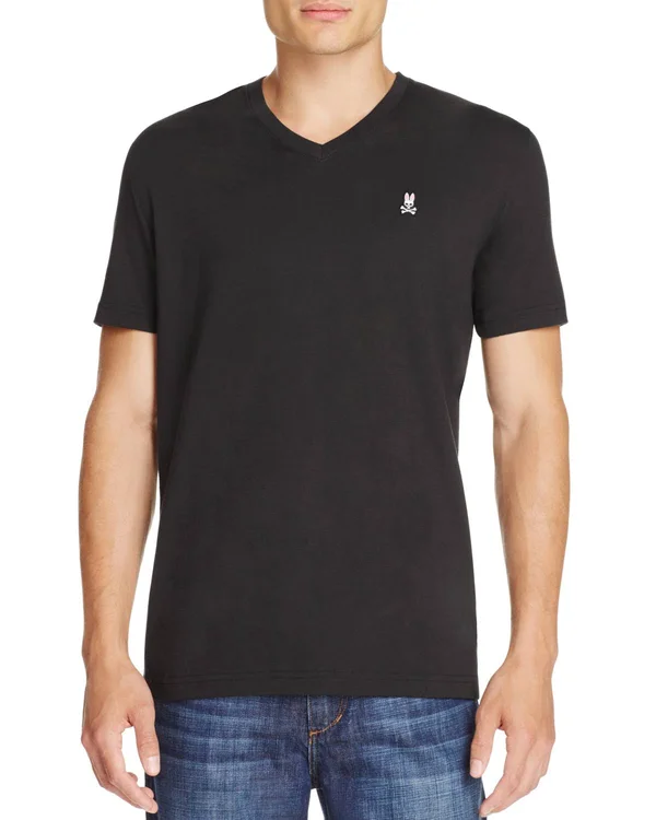 Psycho Bunny Classic V-Neck Heather Grey Men's Tee Shirt B6U100ARPC-HGY
