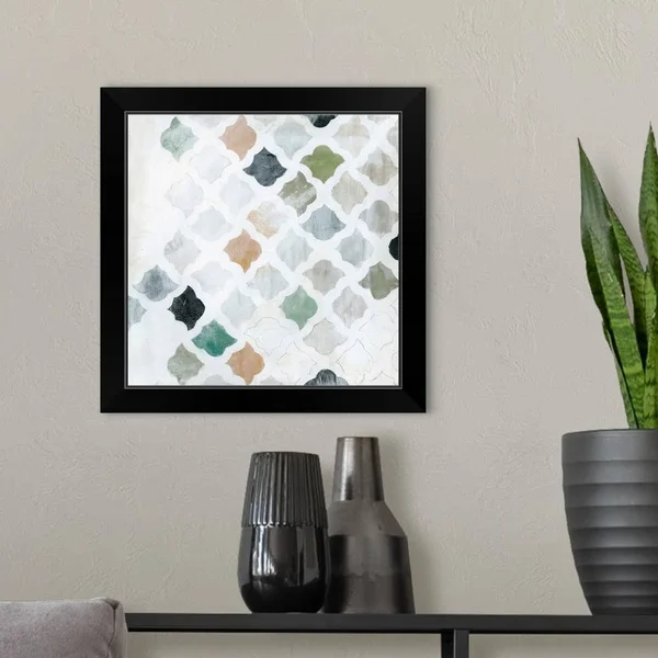 Turkish Tile I - Black Framed Wall Art, 16x16, Great Big Canvas