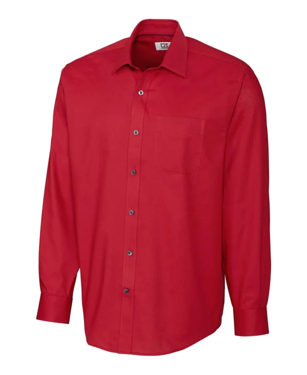 Cutter & Buck Men's Big and Tall Long Sleeve Epic Easy Care Spread Nailshead - White - 5XB