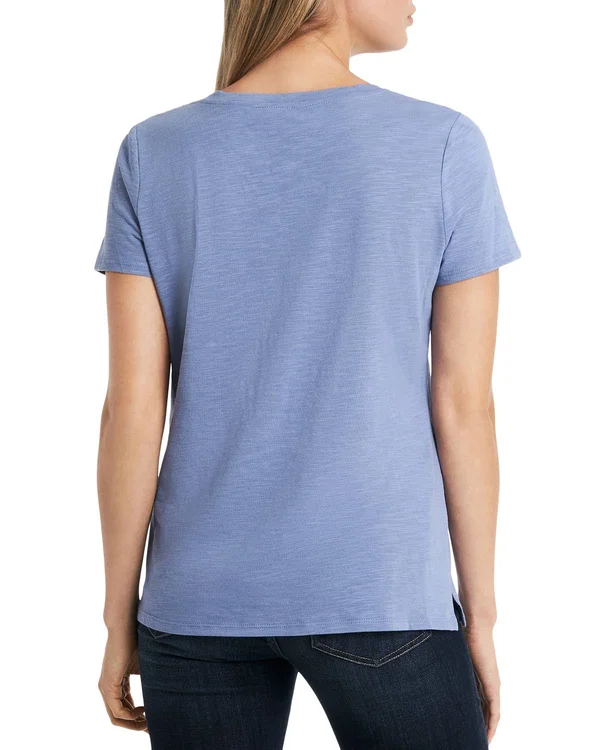 Vince Camuto Studded V-Neck Cotton Blend T-Shirt, Size XX-Small in Blue Cloud at Nordstrom