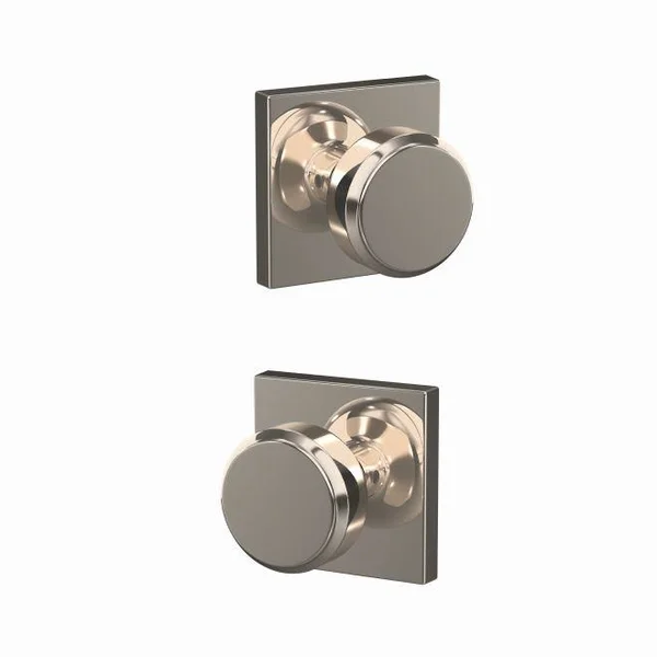 Schlage Custom Bowery Two-Sided Dummy Door Knobset with Collins Trim - Black Stainless - FC172BWE530COL