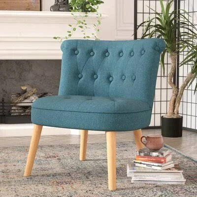 Bungalow Rose Leudelange Claudia Tufted Slipper Chair; Dark Teal