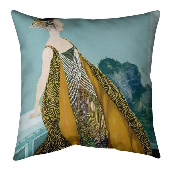 Porch & den &Art Nouveau Design Throw Pillow - 16 x 16 - Purple & Pink - Synthetic Fiber