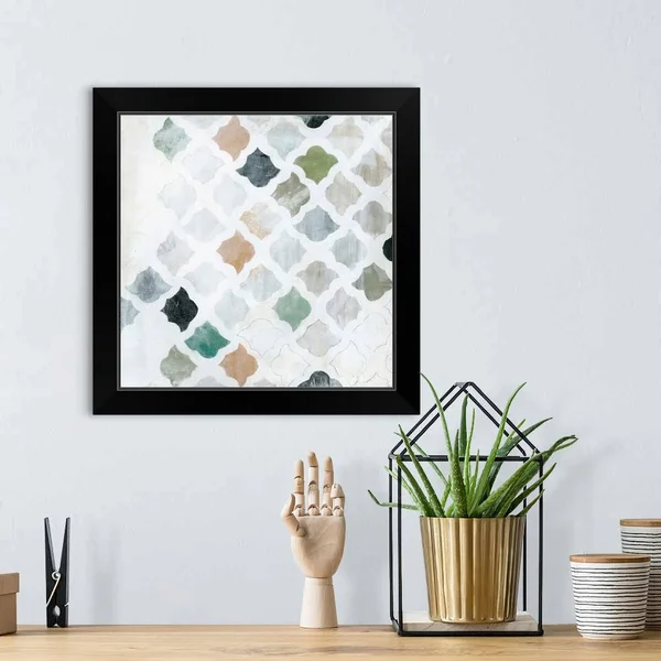 Turkish Tile I - Black Framed Wall Art, 16x16, Great Big Canvas
