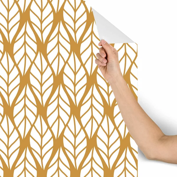 Rusty Geometrical Leaves Removable Wallpaper - 10&ft H x 24&&inch W - Brown