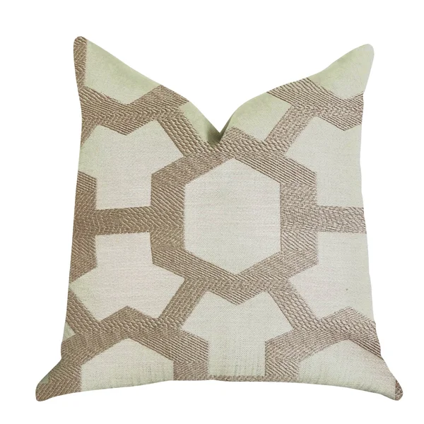 Plutus 24x22 x 24x22 Linked Charisma Luxury Throw Pillow in Beige and Brown Tones