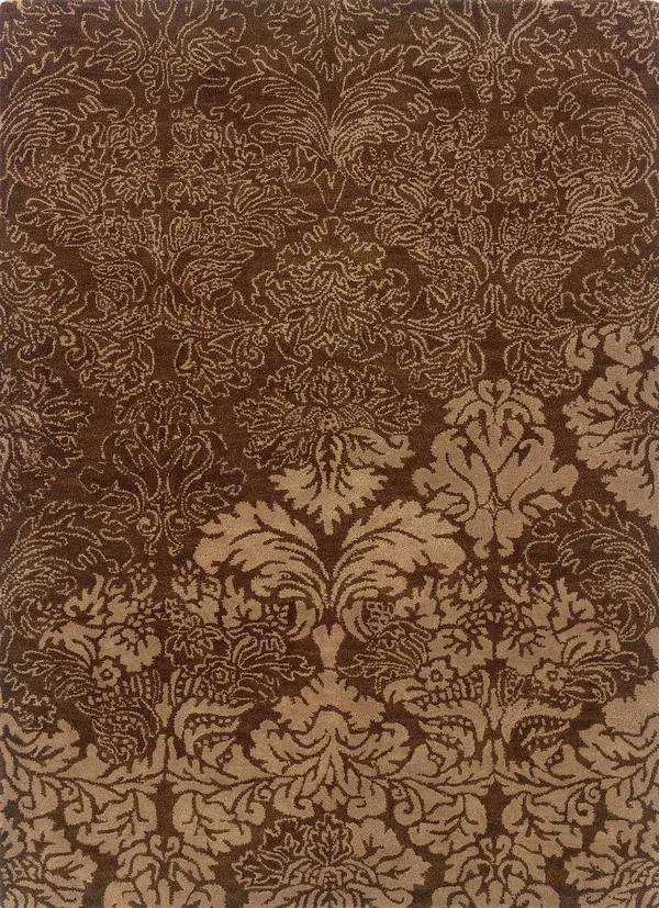 Linon Florence Damask Wool Rug - Brown